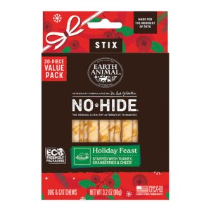 Earth Animal No-Hide Holiday Feast Stix Dog Chews, 20 Pack