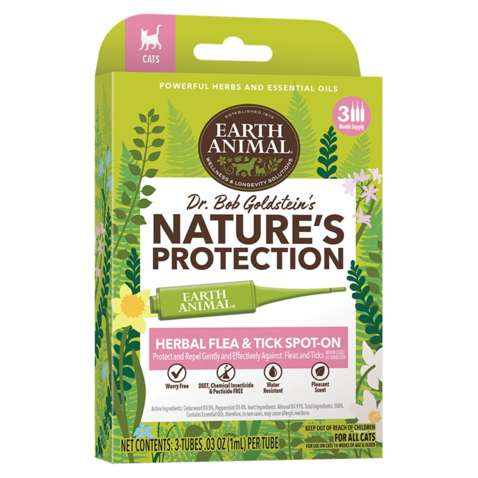 Earth Animal Cat Apothecary Natural Flea & Tick Herbal Spot On For Cats &