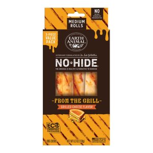 Earth Animal No-Hide Grilled Cheese Rolls, Medium Dog Chews, 3 Pack
