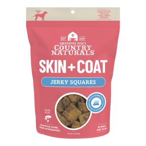 Grandma Mae's Jerky Squares Skin & Coat Salmon Dog Treats, 5 oz