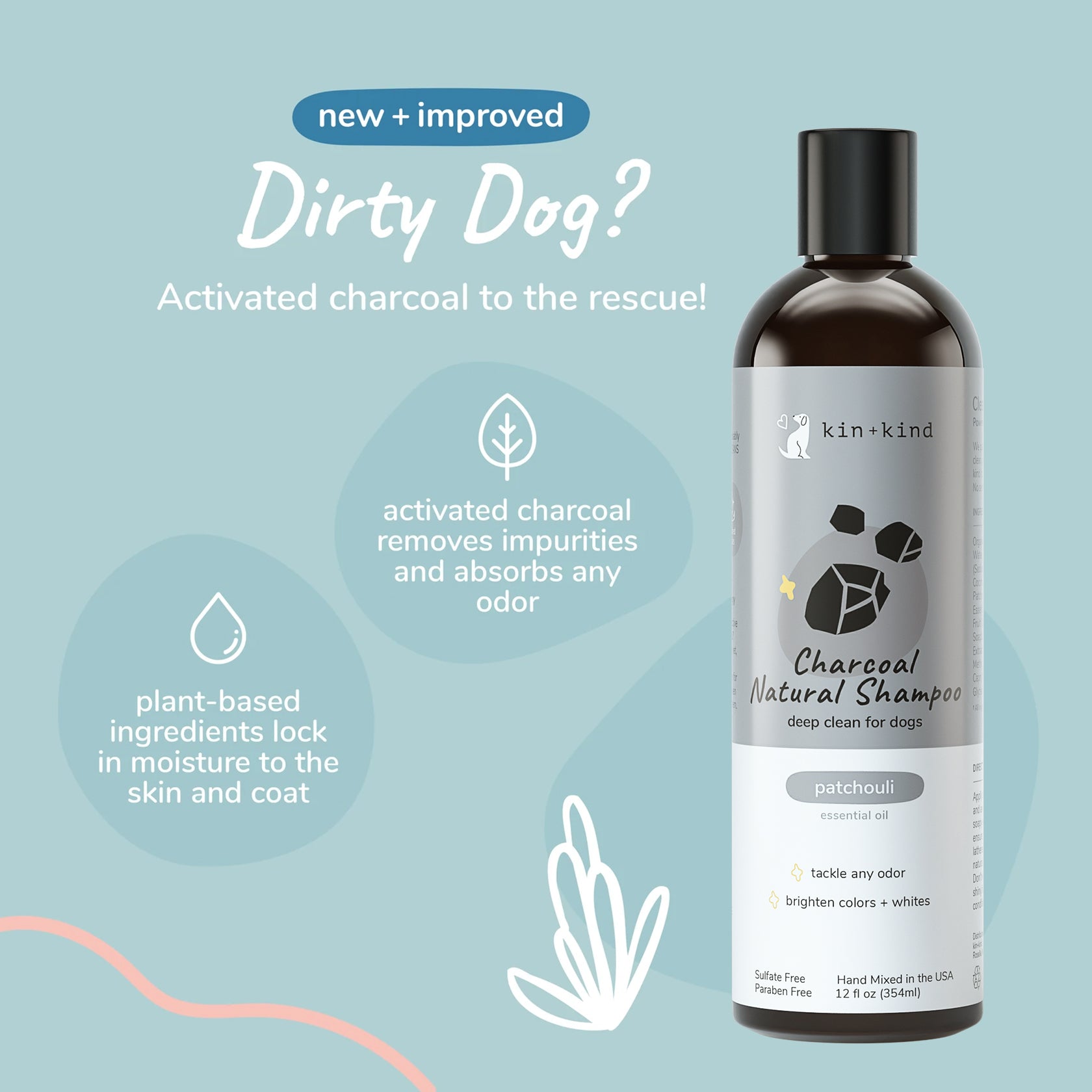 Kin+Kind Shampoo Charcoal 12oz. Patchouli - Image 6