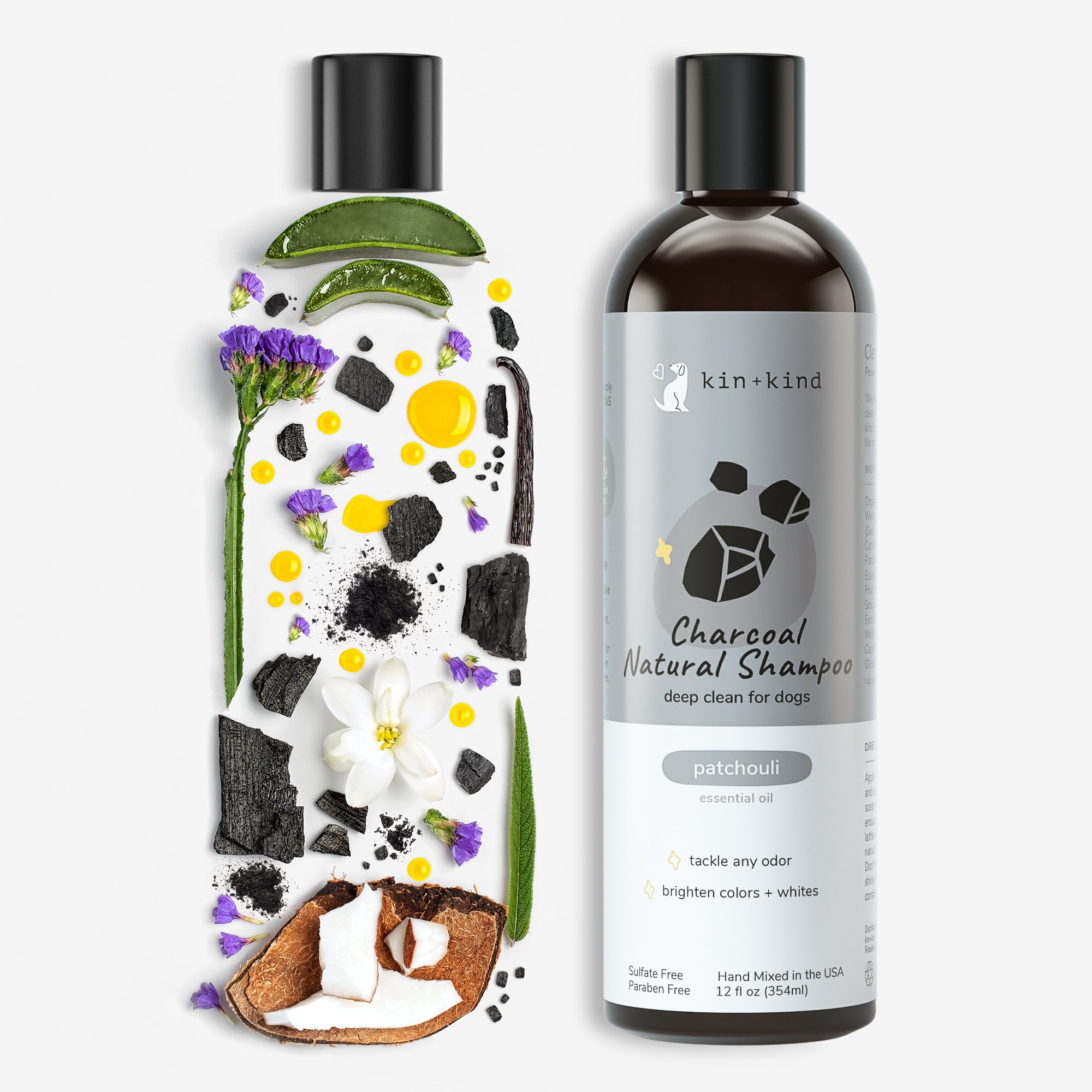 Kin+Kind Shampoo Charcoal 12oz. Patchouli - Image 2