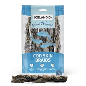 Icelandic+ Braided Cod Skin, 7 in Dog Treats, 5 Pack