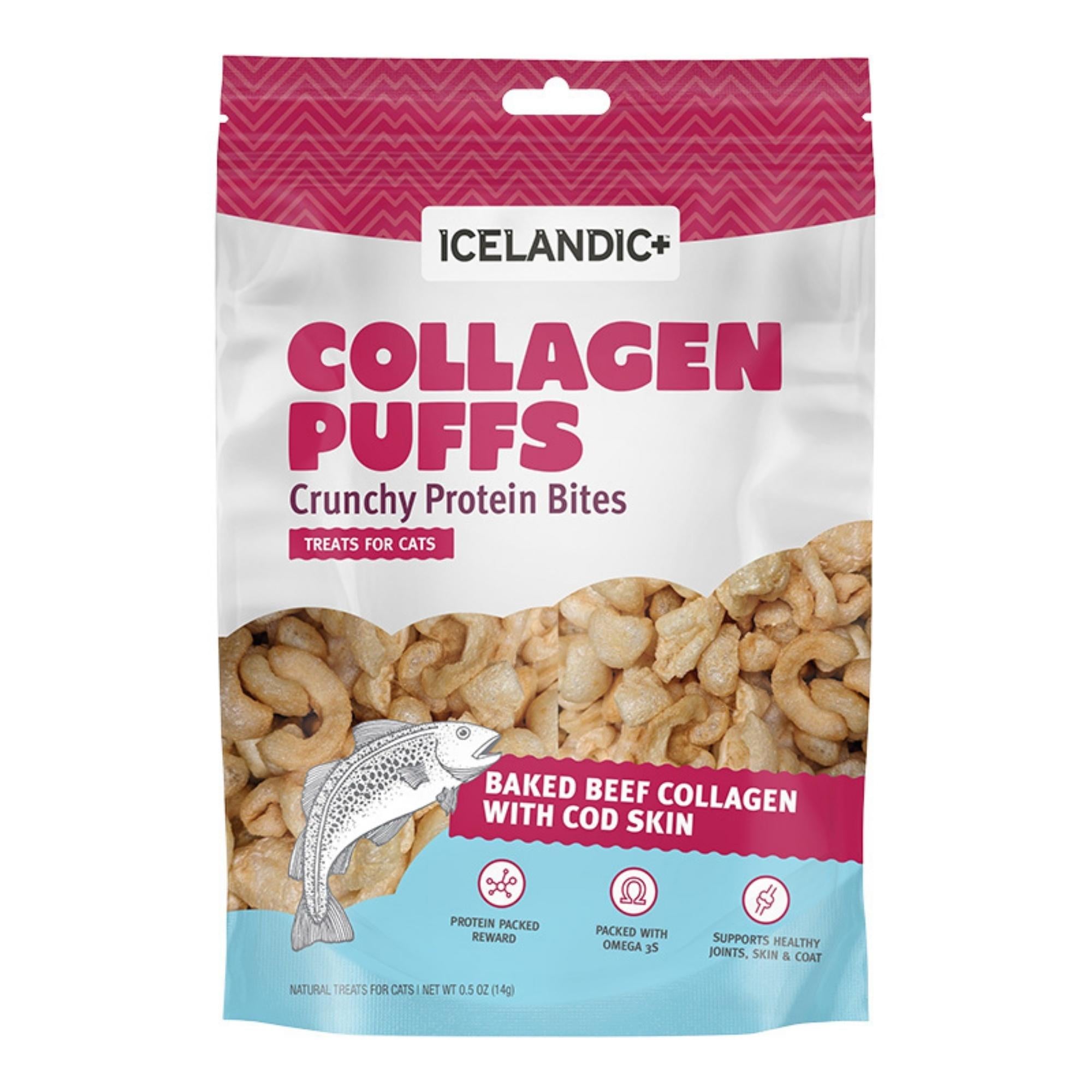 Icelandic+ Beef Collagen Puffs with Fish Cat Treats, 0.5 oz