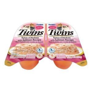 Inaba Twins Side Dish for Cats, Tuna, Chicken & Salmon, 1.23 oz 2 Pack x6