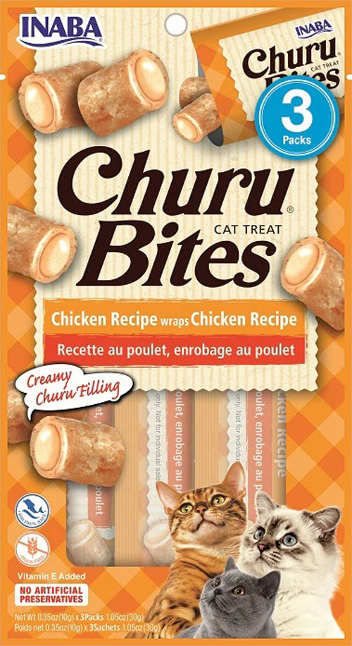 Inaba Churu Bites Chicken Wrap Cat Treats, Chicken, 6 ct (1.05 oz)