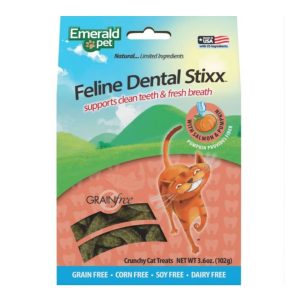 Emerald Pet Feline Dental Stixx Cat Treats, Salmon, 3.6 oz