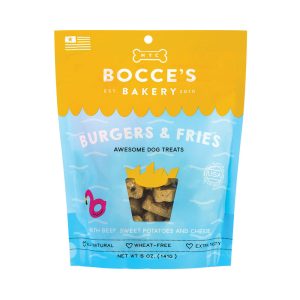 Bocce's Bakery Burgers & Fries Biscuits Dog Treats, 5 oz