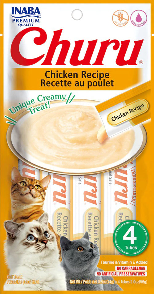 Inaba Churu Lickable Purée Cat Treats, Chicken, 0.5 oz (6 Tubes)