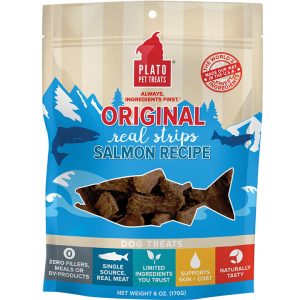 Plato Salmon Strips Dog Treats, 6 oz