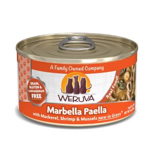 Weruva Marbella Paella with Mackerel, Shrimp & Mussels in Gravy, 3 oz, 24 Pack