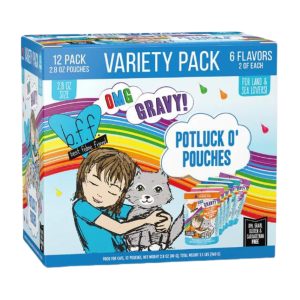 BFF OMG Potluck O' Pouches Variety Pack Wet Cat Food, 2.8 oz (Case of 12)