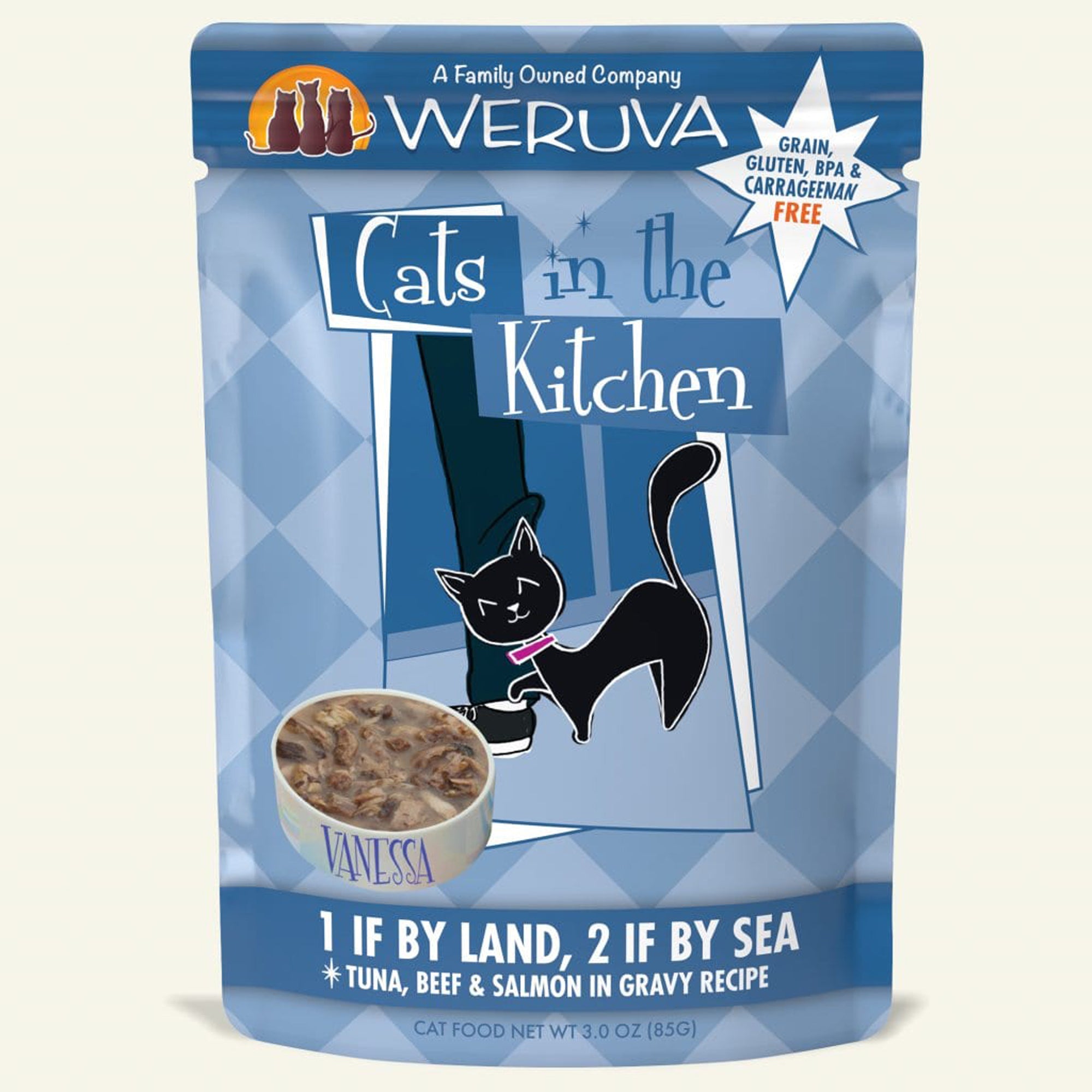 Cats in the Kitchen 1 If by Land, 2 If by Sea, Tuna, Beef & Salmon, 3 oz, 12 Pack