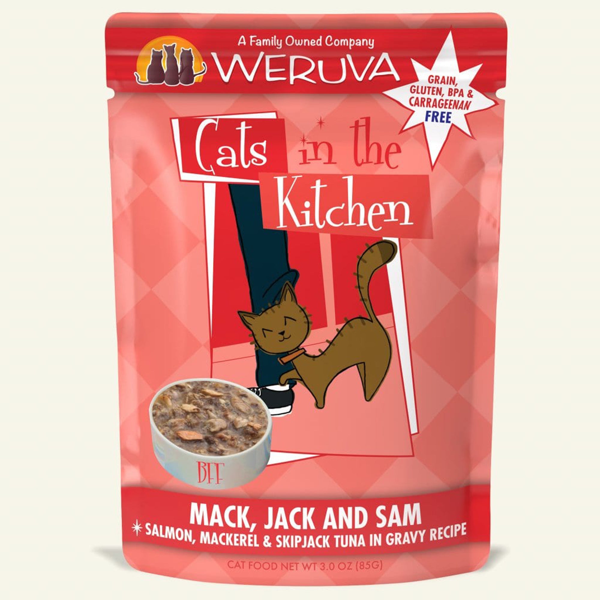 Cats in the Kitchen Mack, Jack & Sam, Salmon, Mackerel & Tuna in Gravy, 12 Pack