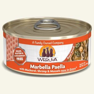 Weruva Marbella Paella with Mackerel, Shrimp & Mussels in Gravy, 5.5 oz, 24 Pack