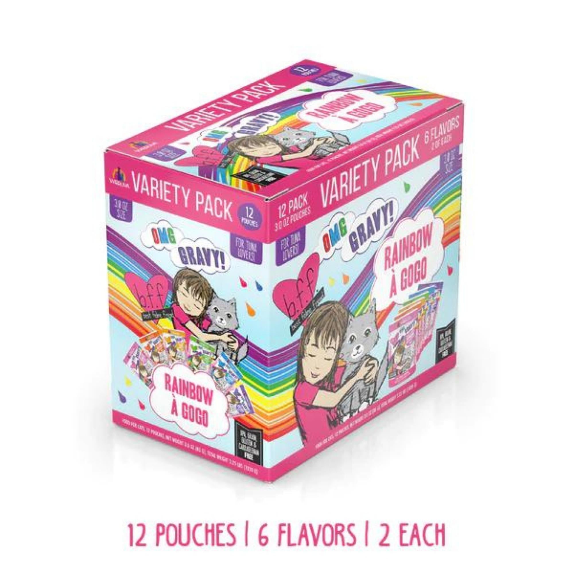 BFF OMG Rainbow Variety Pack Wet Cat Food, Tuna in Gravy, 3 oz Pouch, 12 Pack - Image 2