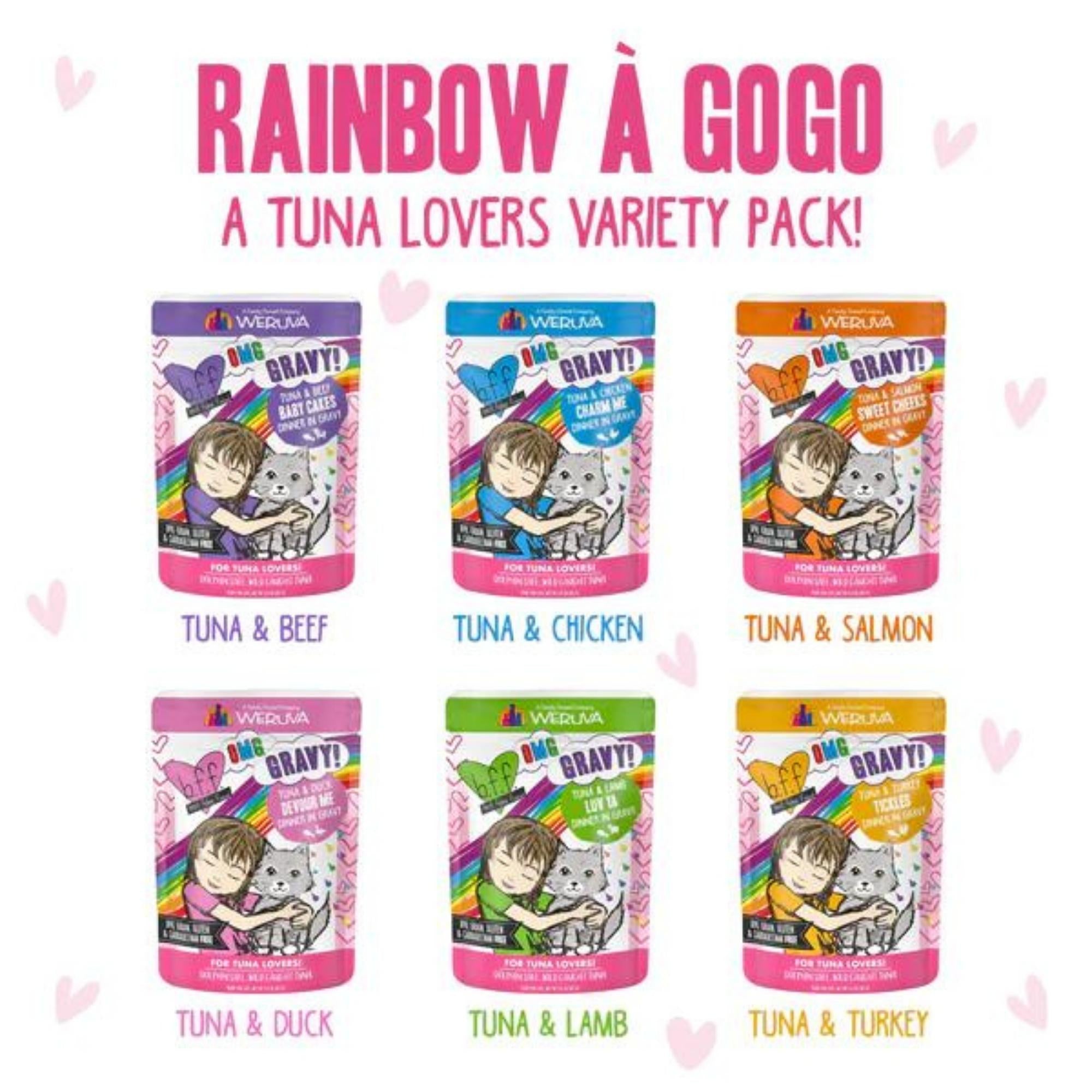 BFF OMG Rainbow Variety Pack Wet Cat Food, Tuna in Gravy, 3 oz Pouch, 12 Pack - Image 4
