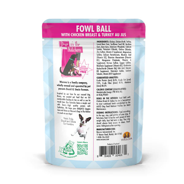 Dogs in the Kitchen Fowl Ball Au Jus Wet Dog Food, 2.8 oz Pouch (Case of 12) - Image 3