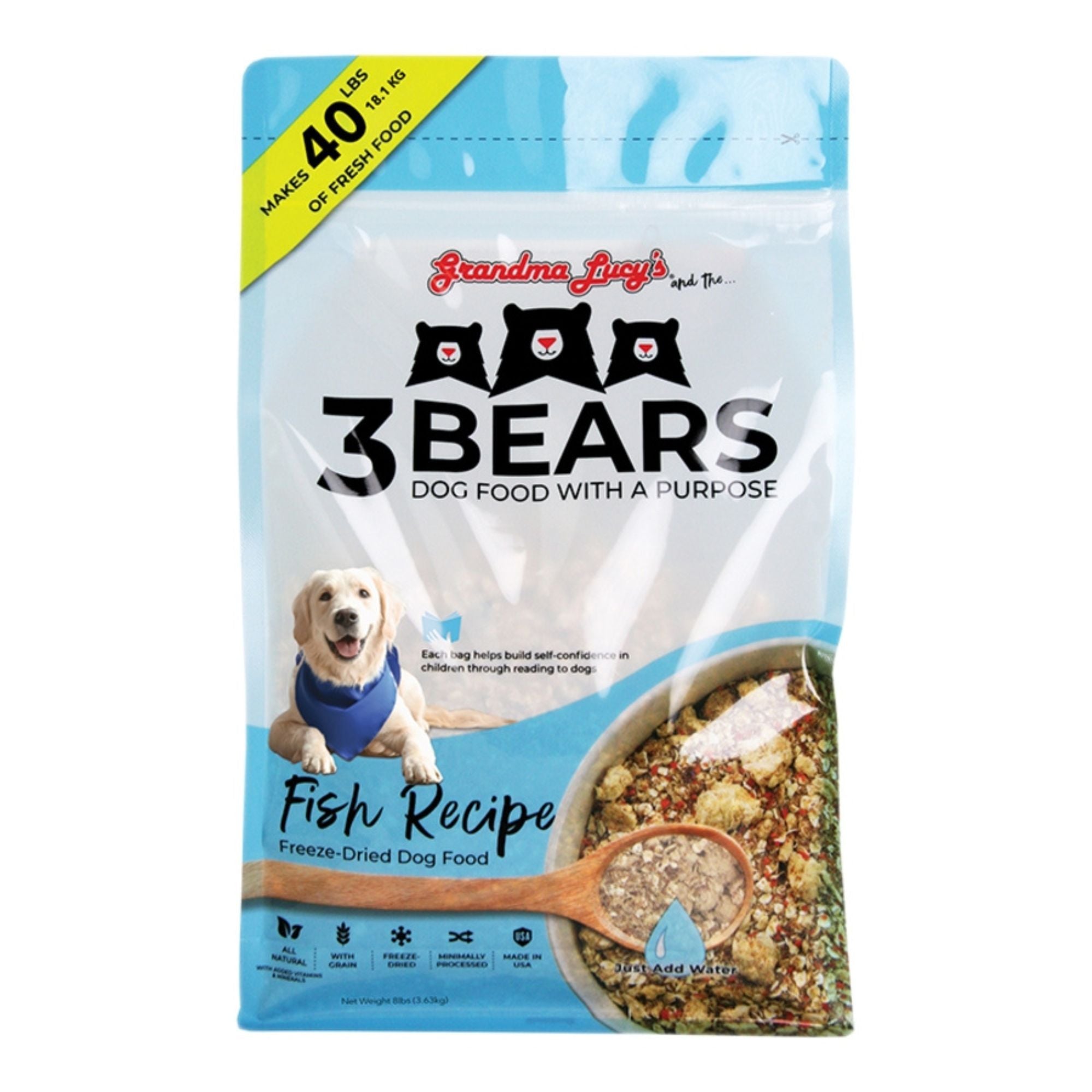 Grandma Lucy's 3 Bears Freeze-Dried Fish Dog Food, 8 lb