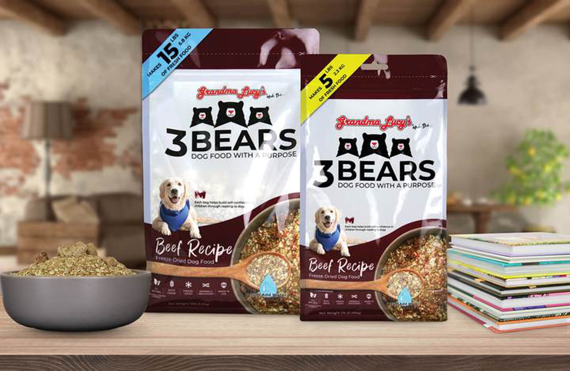 Grandma Lucy's 3 Bears Dog Food, Beef, 1 lb