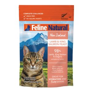 Feline Natural Grain-Free Wet Cat Food Pouch, Lamb & King Salmon, 3 oz, 12 Pack