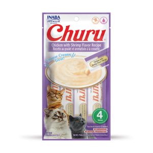 Inaba Churu Lickable Purée Cat Treats, Chicken & Shrimp, 0.5 oz 4 Pack x6
