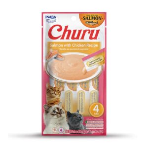 Inaba Churu Lickable Purée Cat Treats, Salmon & Chicken, 0.5 oz 4 Pack x6