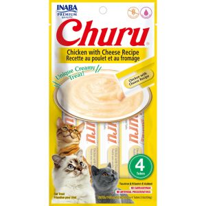 Inaba Churu Lickable Purée Cat Treats, Chicken & Cheese, 0.5 oz 4 Pack x6