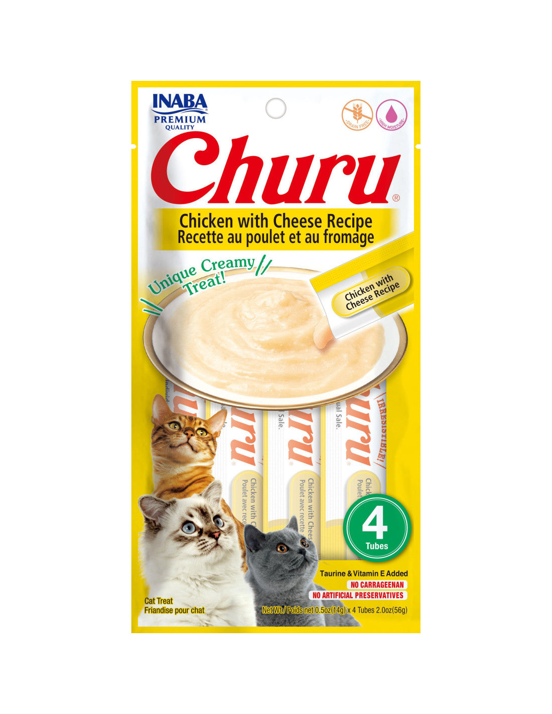 Inaba Churu Lickable Purée Cat Treats, Chicken & Cheese, 0.5 oz 4 Pack x6