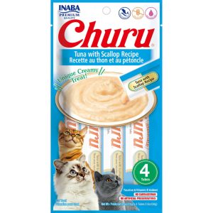 Inaba Churu Lickable Purée Cat Treats, Tuna & Scallop, 0.5 oz 4 Pack (Case of 6)