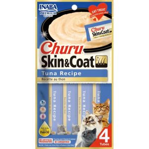 Inaba Churu Skin & Coat Lickable Purée, Tuna, 0.5 oz 4 Pack (Case of 6)