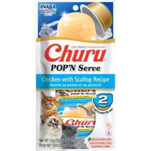 Inaba Churu Pop'n Serve, Chicken with Scallop, 2.46 oz (Case of 4)