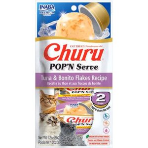 Inaba Churu Pop'n Serve, Tuna & Bonito Flakes, 2.46 oz (Case of 4)