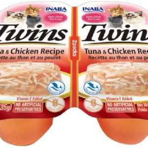 Inaba Twins Side Dish for Cats, Tuna & Chicken, 1.23 oz 2 Pack (Case of 6)