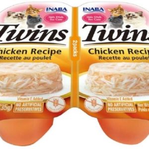 Inaba Twins Side Dish for Cats, Chicken, 1.23 oz 2 Pack (Case of 6)