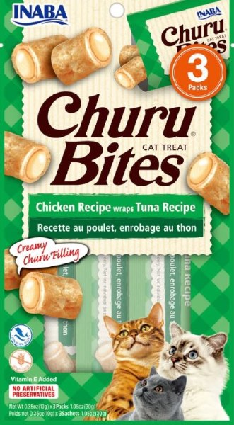 Inaba Churu Bites Cat Treats, Tuna, 0.35 oz 3 Pack (Case of 6)