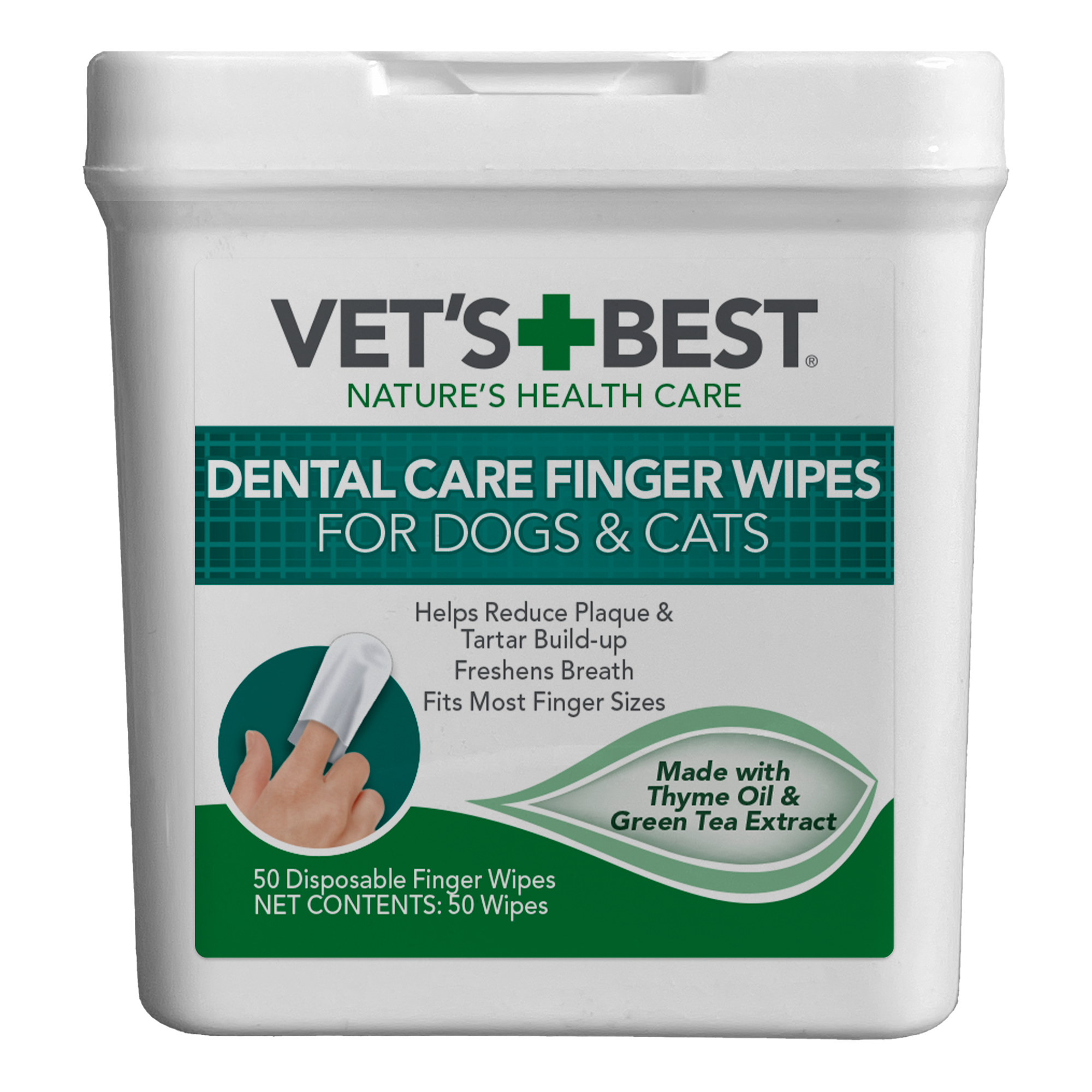 Vet's Best Dental Care Finger Wipes for Dogs and Cats 50ct